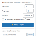 Yurtiçi Kargo WooCommerce Eklentisi Panel Görünümü